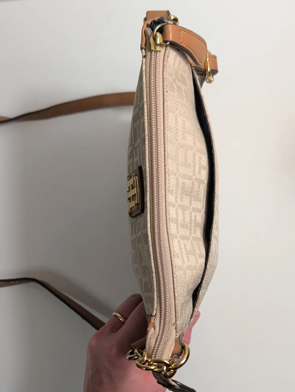 Tommy Hilfiger Monogram Canvas & Leather Crossbody Bag